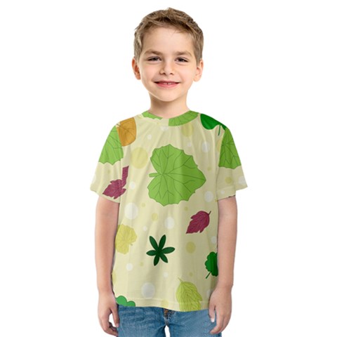 Leaves Pattern Kids  Sport Mesh Tee by Nexatart