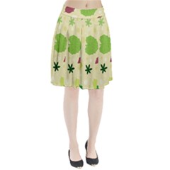 Leaves Pattern Pleated Skirt