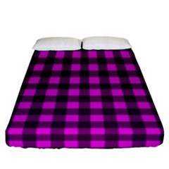 Magenta And Black Plaid Pattern Fitted Sheet (california King Size)