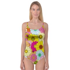 Floral Background Camisole Leotard 