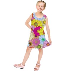 Floral Background Kids  Tunic Dress