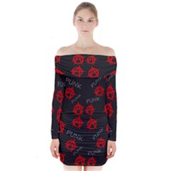 Anarchy Pattern Long Sleeve Off Shoulder Dress