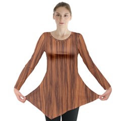 Texture Tileable Seamless Wood Long Sleeve Tunic  by Nexatart