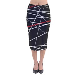 Lines Velvet Midi Pencil Skirt