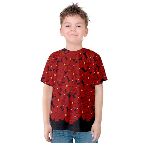 Red Bouquet  Kids  Cotton Tee by Valentinaart