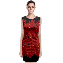 Red Bouquet  Sleeveless Velvet Midi Dress by Valentinaart