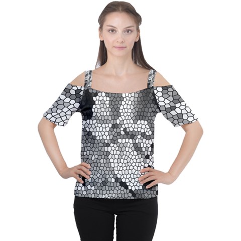 Mosaic Stones Glass Pattern Women s Cutout Shoulder Tee by Nexatart