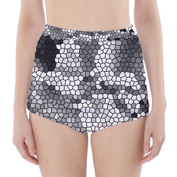 Mosaic Stones Glass Pattern High-Waisted Bikini Bottoms