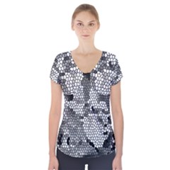 Mosaic Stones Glass Pattern Short Sleeve Front Detail Top by Nexatart