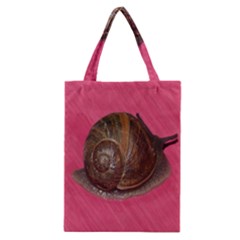 Snail Pink Background Classic Tote Bag by Nexatart