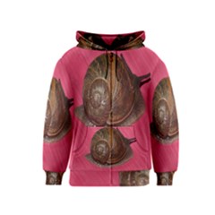 Snail Pink Background Kids  Zipper Hoodie by Nexatart