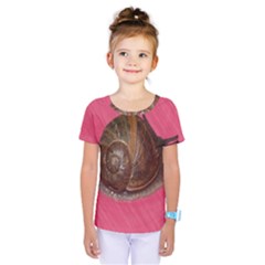 Snail Pink Background Kids  One Piece Tee