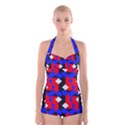 Pattern Abstract Artwork Boyleg Halter Swimsuit  View1