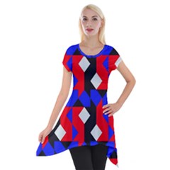 Pattern Abstract Artwork Short Sleeve Side Drop Tunic