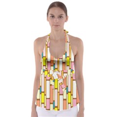 Retro Blocks Babydoll Tankini Top