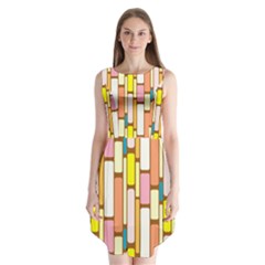 Retro Blocks Sleeveless Chiffon Dress  