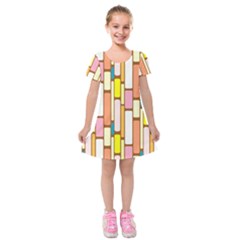 Retro Blocks Kids  Short Sleeve Velvet Dress