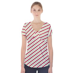 Stripes Short Sleeve Front Detail Top by Nexatart