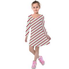 Stripes Kids  Long Sleeve Velvet Dress by Nexatart