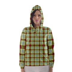 Geometric Tartan Pattern Square Hooded Wind Breaker (women) by Nexatart