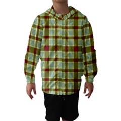 Geometric Tartan Pattern Square Hooded Wind Breaker (kids) by Nexatart