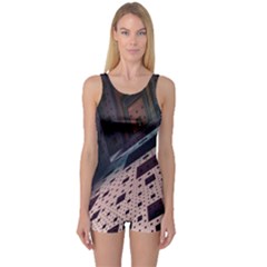 Industry Fractals Geometry Graphic One Piece Boyleg Swimsuit by Nexatart