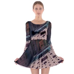 Industry Fractals Geometry Graphic Long Sleeve Skater Dress by Nexatart