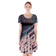 Industry Fractals Geometry Graphic Short Sleeve V-neck Flare Dress