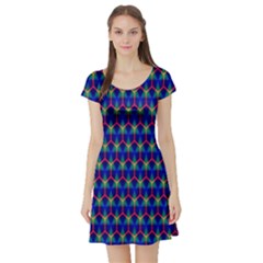 Honeycomb Fractal Art Short Sleeve Skater Dress by Nexatart