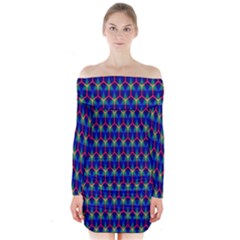 Honeycomb Fractal Art Long Sleeve Off Shoulder Dress