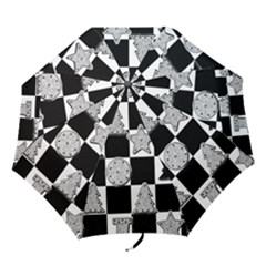 Xmas Checker Folding Umbrellas by Nexatart