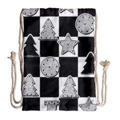 Xmas Checker Drawstring Bag (large) by Nexatart