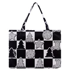 Xmas Checker Medium Zipper Tote Bag