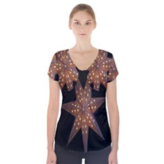 Star Light Decoration Atmosphere Short Sleeve Front Detail Top by Nexatart