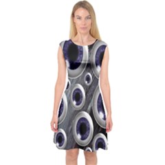 Eyeballs Pattern Capsleeve Midi Dress by Nexatart