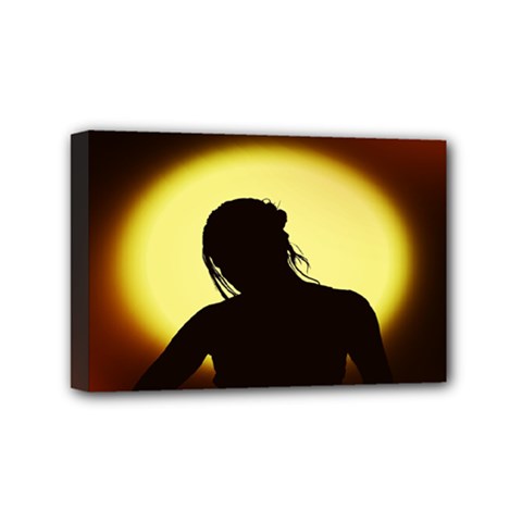 Silhouette Woman Meditation Mini Canvas 6  X 4  by Nexatart