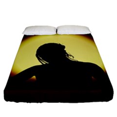 Silhouette Woman Meditation Fitted Sheet (queen Size) by Nexatart