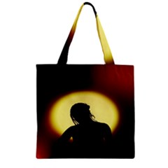 Silhouette Woman Meditation Zipper Grocery Tote Bag