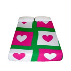 Pink Hearts Valentine Love Checks Fitted Sheet (full/ Double Size)