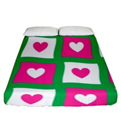 Pink Hearts Valentine Love Checks Fitted Sheet (king Size)