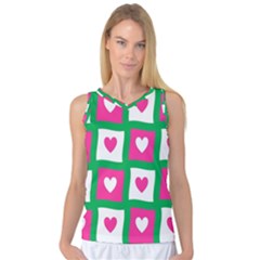 Pink Hearts Valentine Love Checks Women s Basketball Tank Top