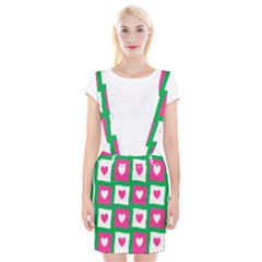 Pink Hearts Valentine Love Checks Suspender Skirt