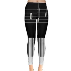 Piano Keyboard With Notes Vector Leggings  by Nexatart