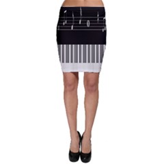 Piano Keyboard With Notes Vector Bodycon Skirt by Nexatart