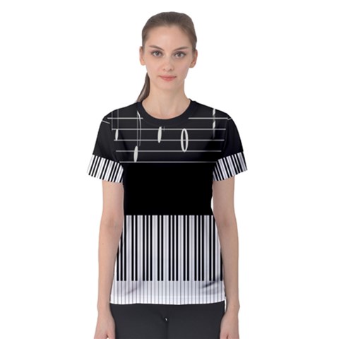 Piano Keyboard With Notes Vector Women s Sport Mesh Tee by Nexatart