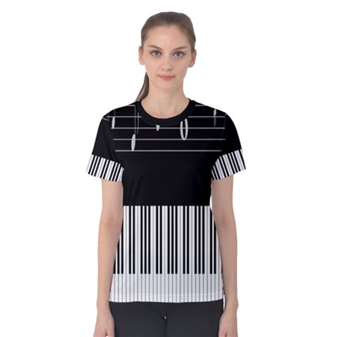 Piano Keyboard With Notes Vector Women s Cotton Tee by Nexatart