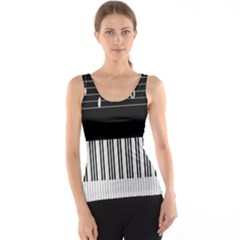 Piano Keyboard With Notes Vector Tank Top by Nexatart