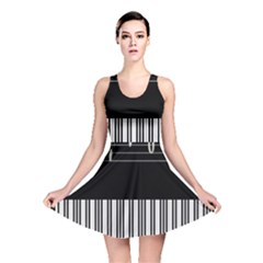 Piano Keyboard With Notes Vector Reversible Skater Dress by Nexatart