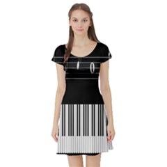 Piano Keyboard With Notes Vector Short Sleeve Skater Dress by Nexatart