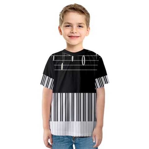 Piano Keyboard With Notes Vector Kids  Sport Mesh Tee by Nexatart